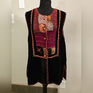 Sandy Starkman Embroidered Black and Multicolor Women's Top